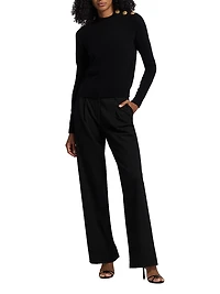 Button-Shoulder Cashmere-Wool Sweater