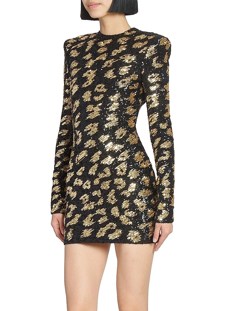 Sequined Leopard Body-Con Minidress