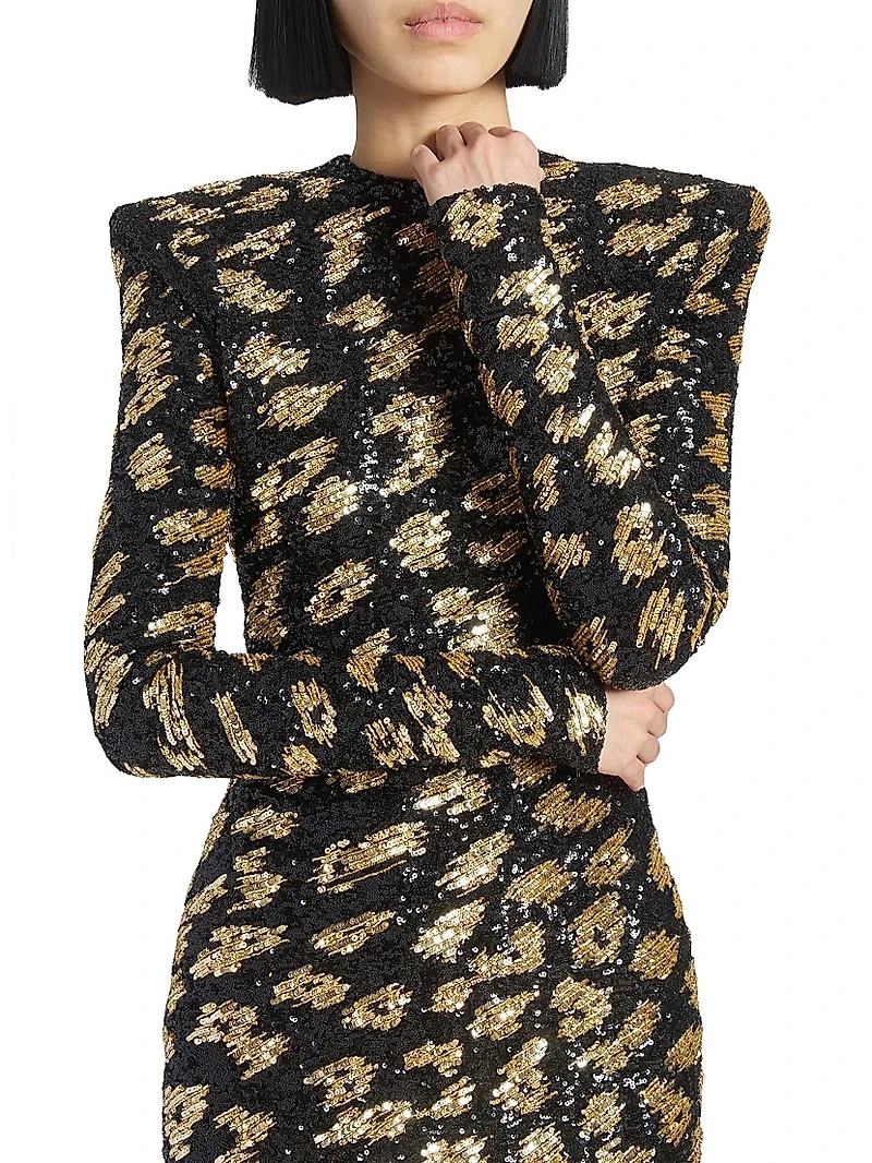Sequined Leopard Body-Con Minidress