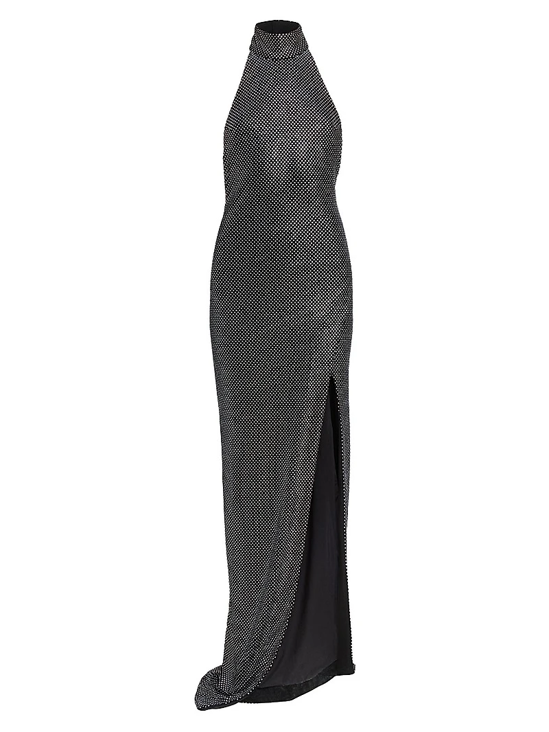 Strass-Embellished Halterneck Gown