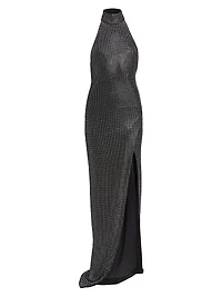 Strass-Embellished Halterneck Gown