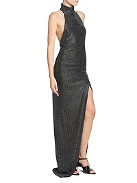 Strass-Embellished Halterneck Gown