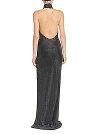 Strass-Embellished Halterneck Gown