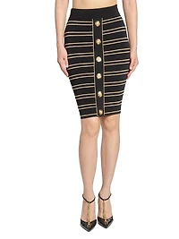 Piping-Knit Knee-Length Skirt