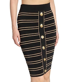 Piping-Knit Knee-Length Skirt