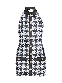 Houndstooth Halterneck Tweed Minidress