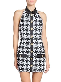 Houndstooth Halterneck Tweed Minidress