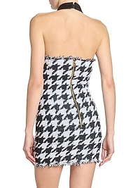 Houndstooth Halterneck Tweed Minidress