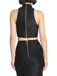 Buttoned Bouclette Baroque Crop Top