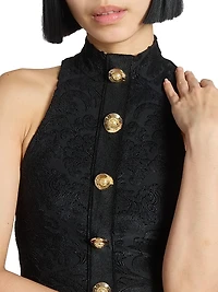 Buttoned Bouclette Baroque Crop Top