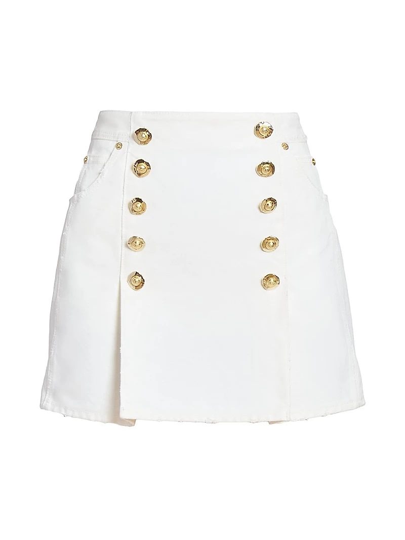 Button-Detailed Denim Miniskirt
