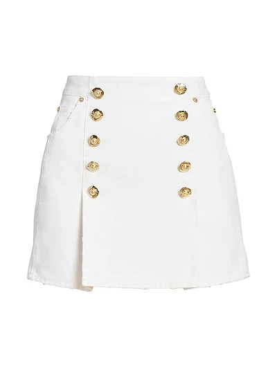 Button-Detailed Denim Miniskirt