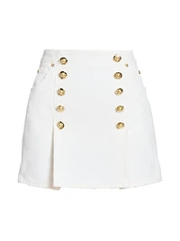 Button-Detailed Denim Miniskirt