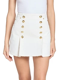 Button-Detailed Denim Miniskirt