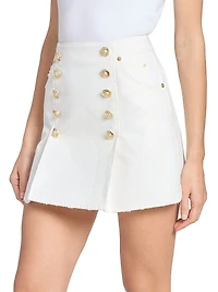 Button-Detailed Denim Miniskirt
