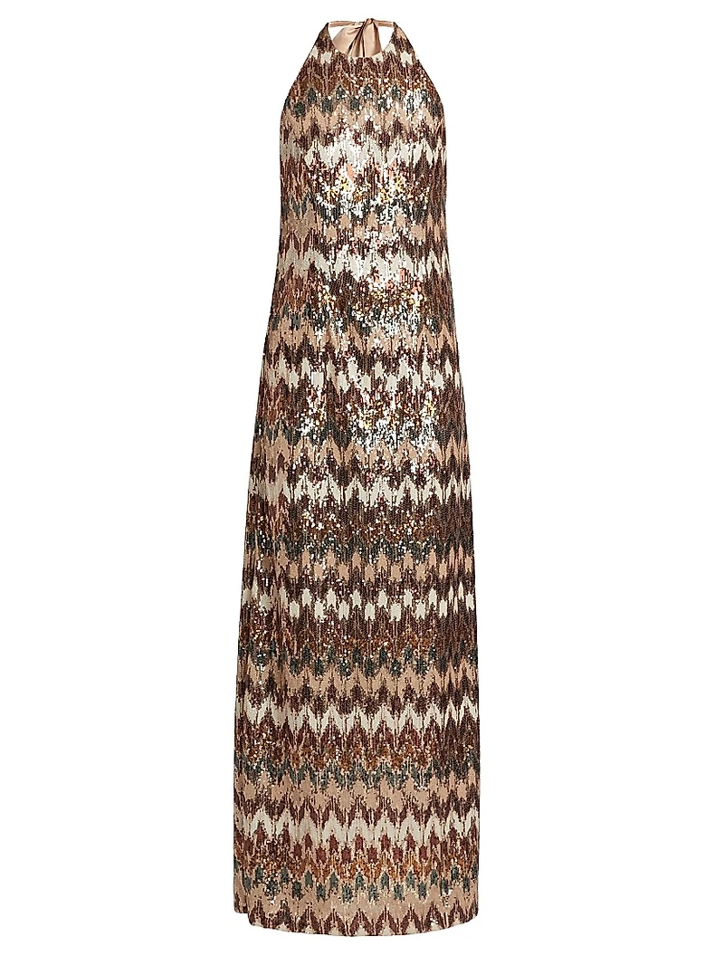 Lester Sequined Halterneck Gown