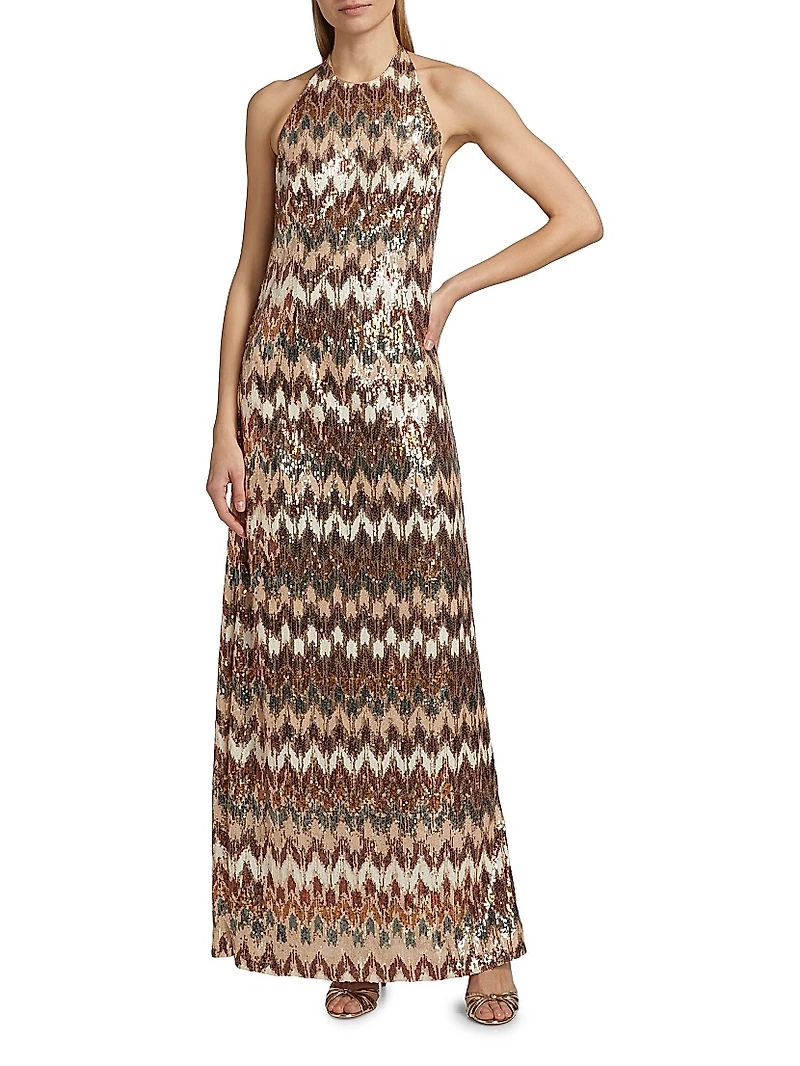 Lester Sequined Halterneck Gown