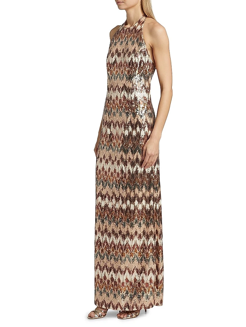 Lester Sequined Halterneck Gown