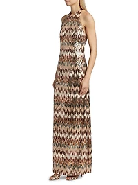 Lester Sequined Halterneck Gown