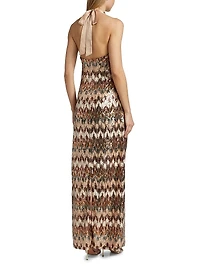 Lester Sequined Halterneck Gown