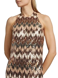 Lester Sequined Halterneck Gown