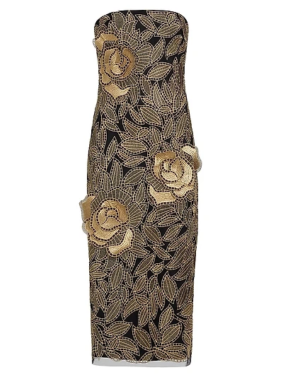 Venetia Lace Strapless Midi-Dress
