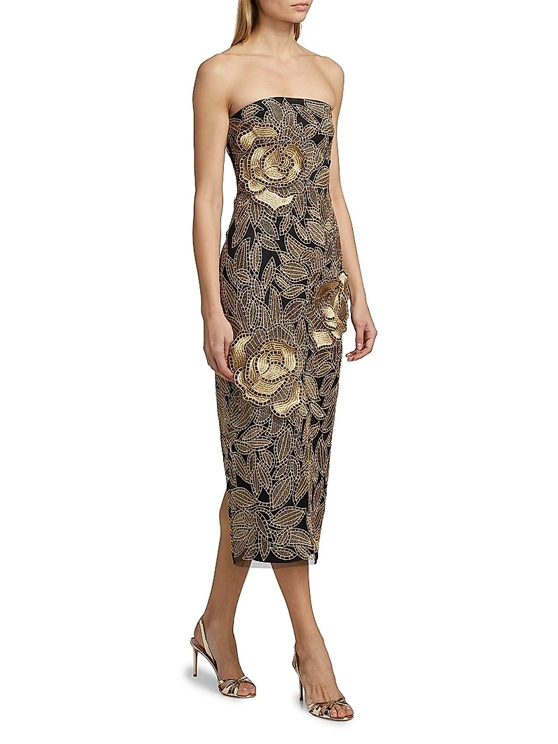 Venetia Lace Strapless Midi-Dress