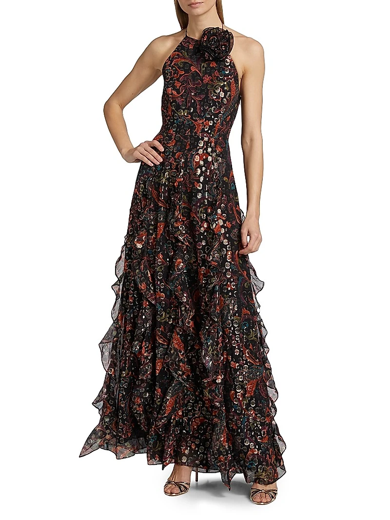 Idella Printed Halterneck Gown