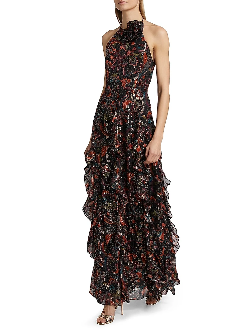 Idella Printed Halterneck Gown