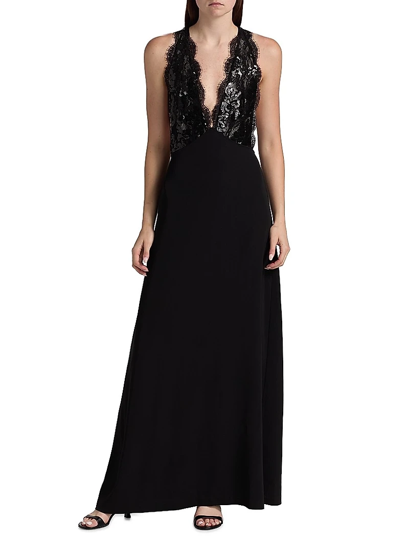 Chantal Embellished Plunging V-Neck Gown