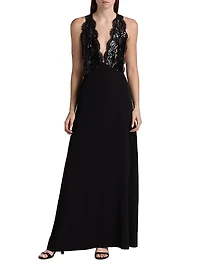 Chantal Embellished Plunging V-Neck Gown