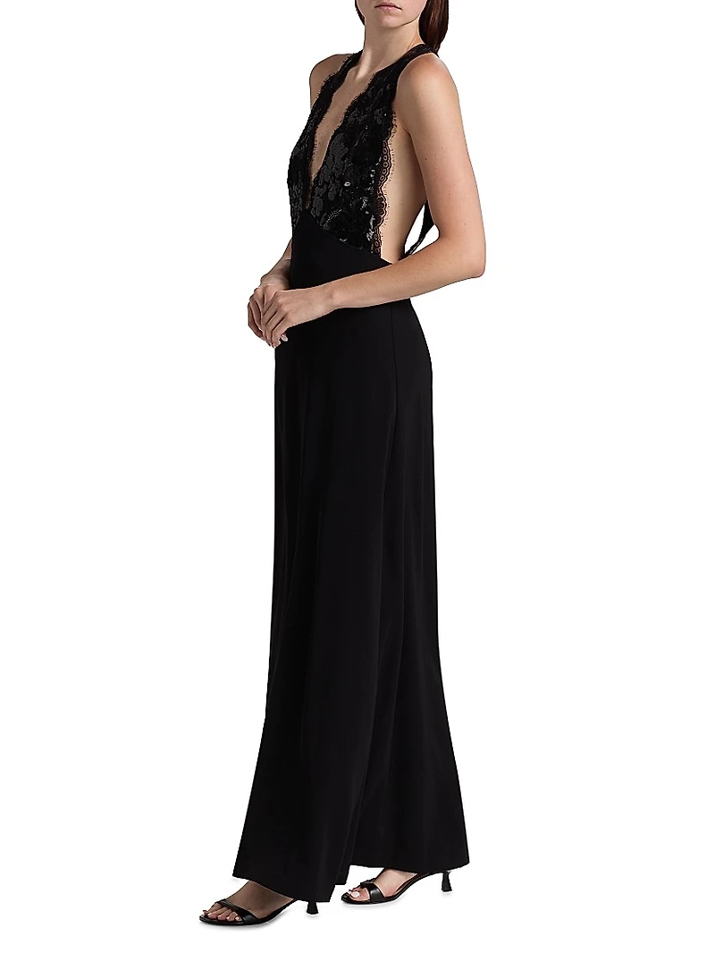 Chantal Embellished Plunging V-Neck Gown