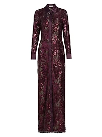 Venia Lace Sequined Shirt Gown