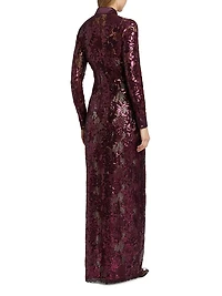 Venia Lace Sequined Shirt Gown