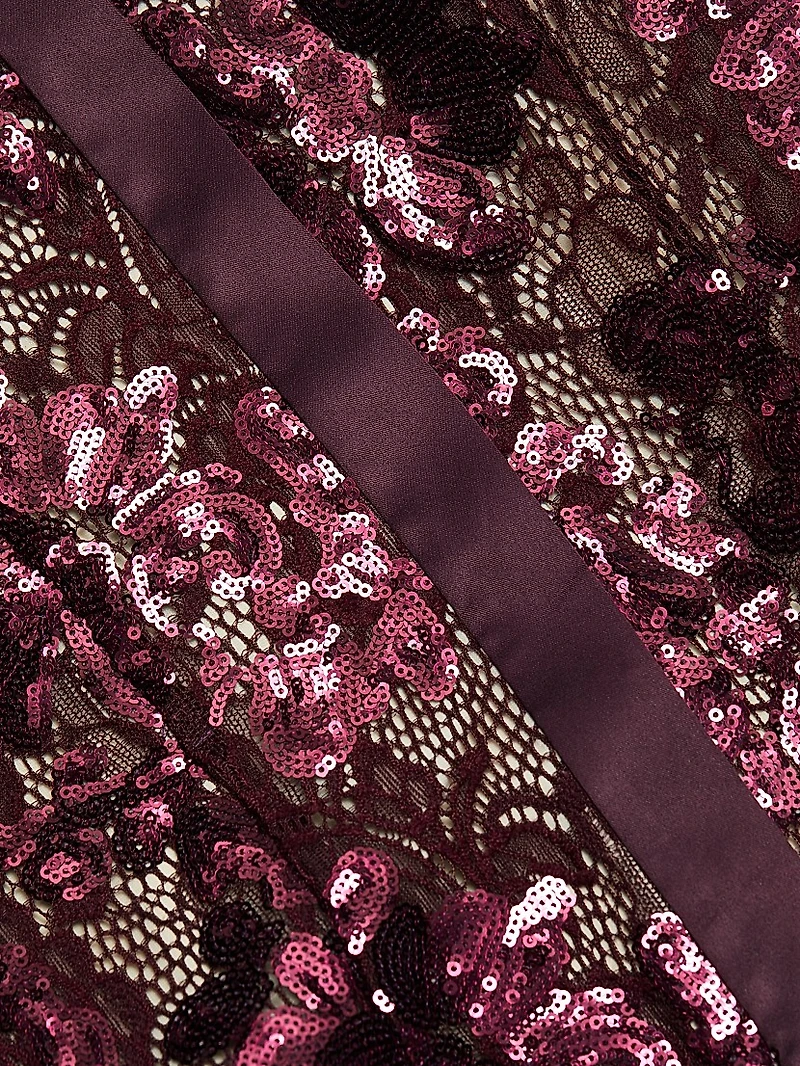 Venia Lace Sequined Shirt Gown