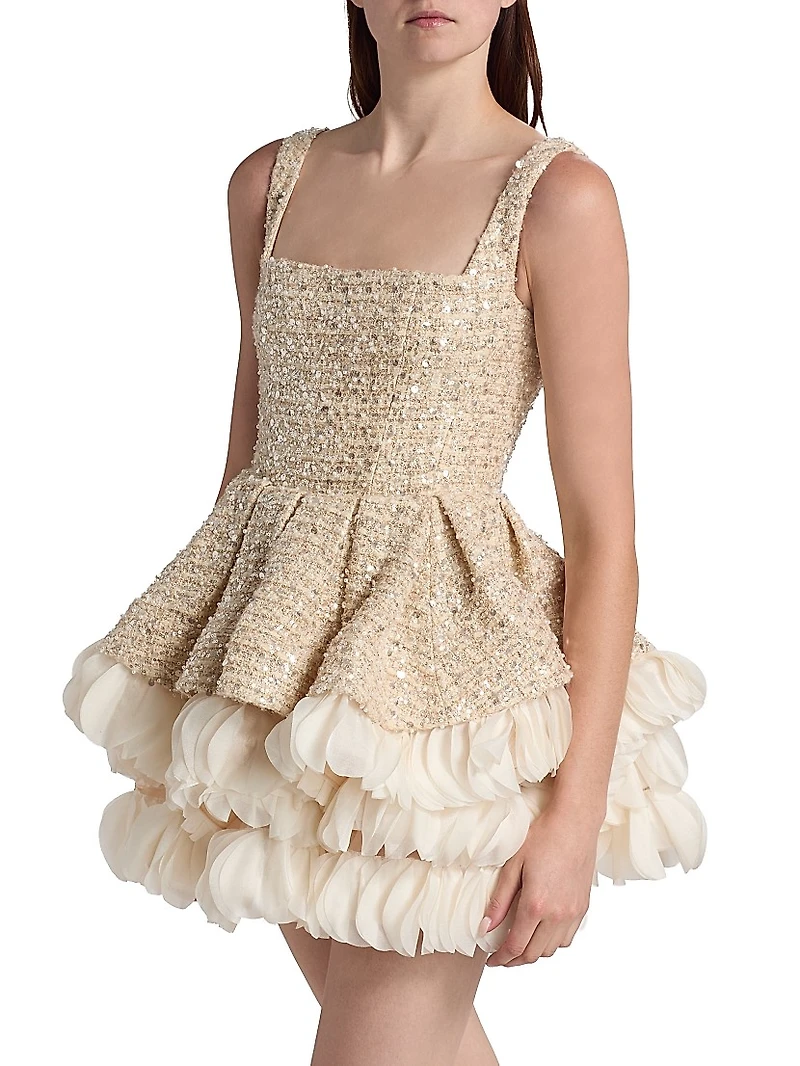 Catalina Sequined Ruffle Minidress