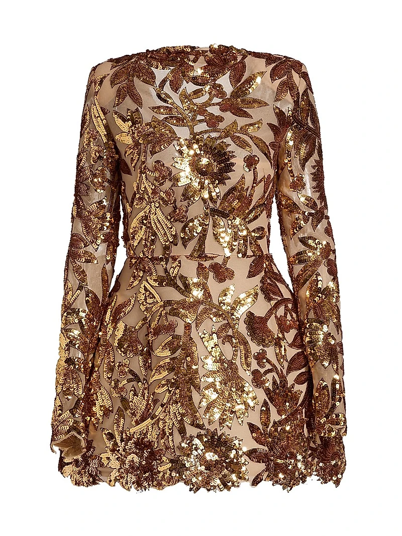 Aurelia Floral-Sequined Minidress