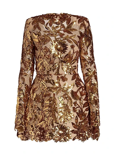 Aurelia Floral-Sequined Minidress