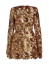 Aurelia Floral-Sequined Minidress