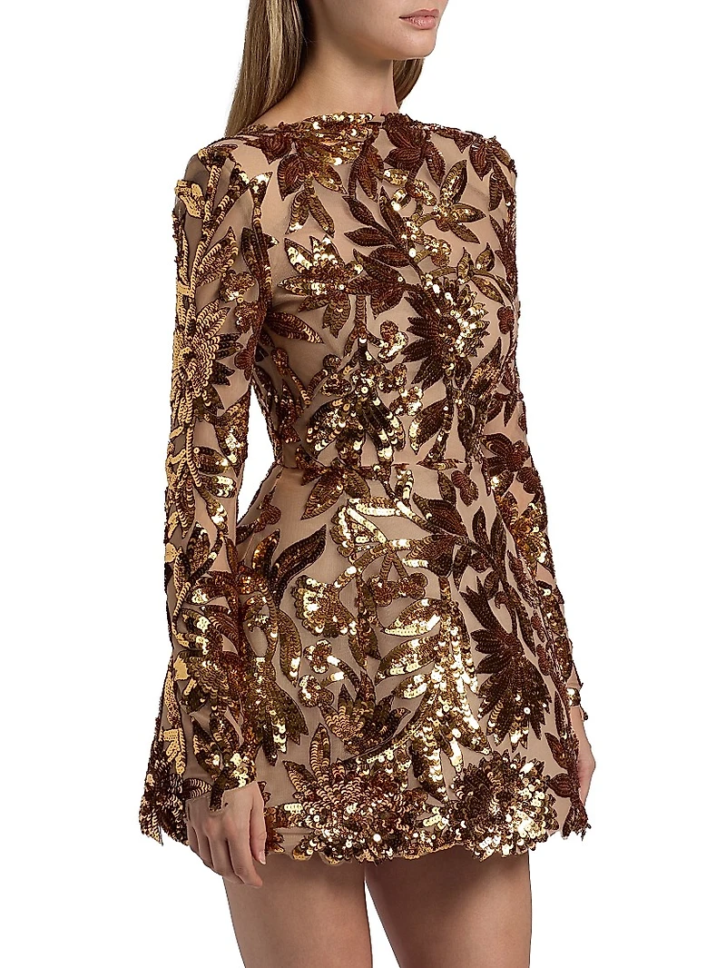 Aurelia Floral-Sequined Minidress
