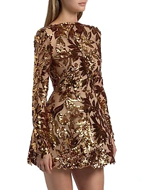 Aurelia Floral-Sequined Minidress