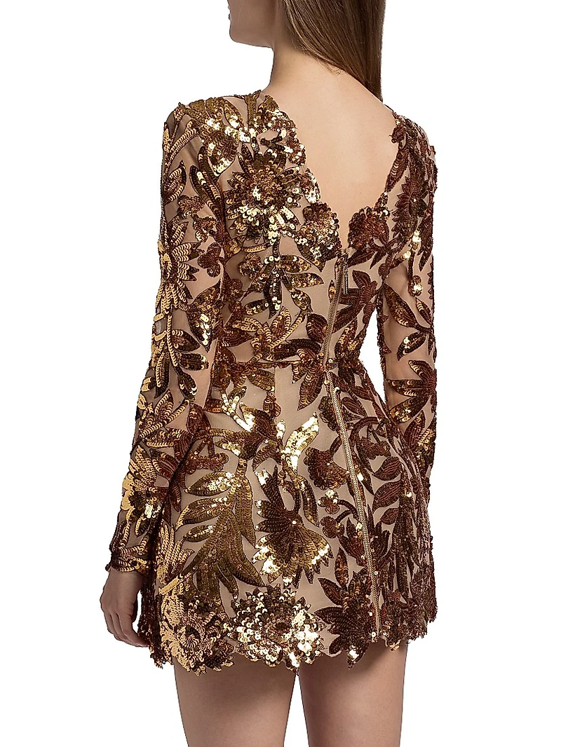 Aurelia Floral-Sequined Minidress