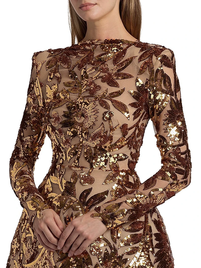 Aurelia Floral-Sequined Minidress
