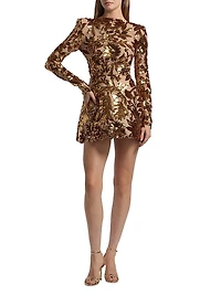 Aurelia Floral-Sequined Minidress