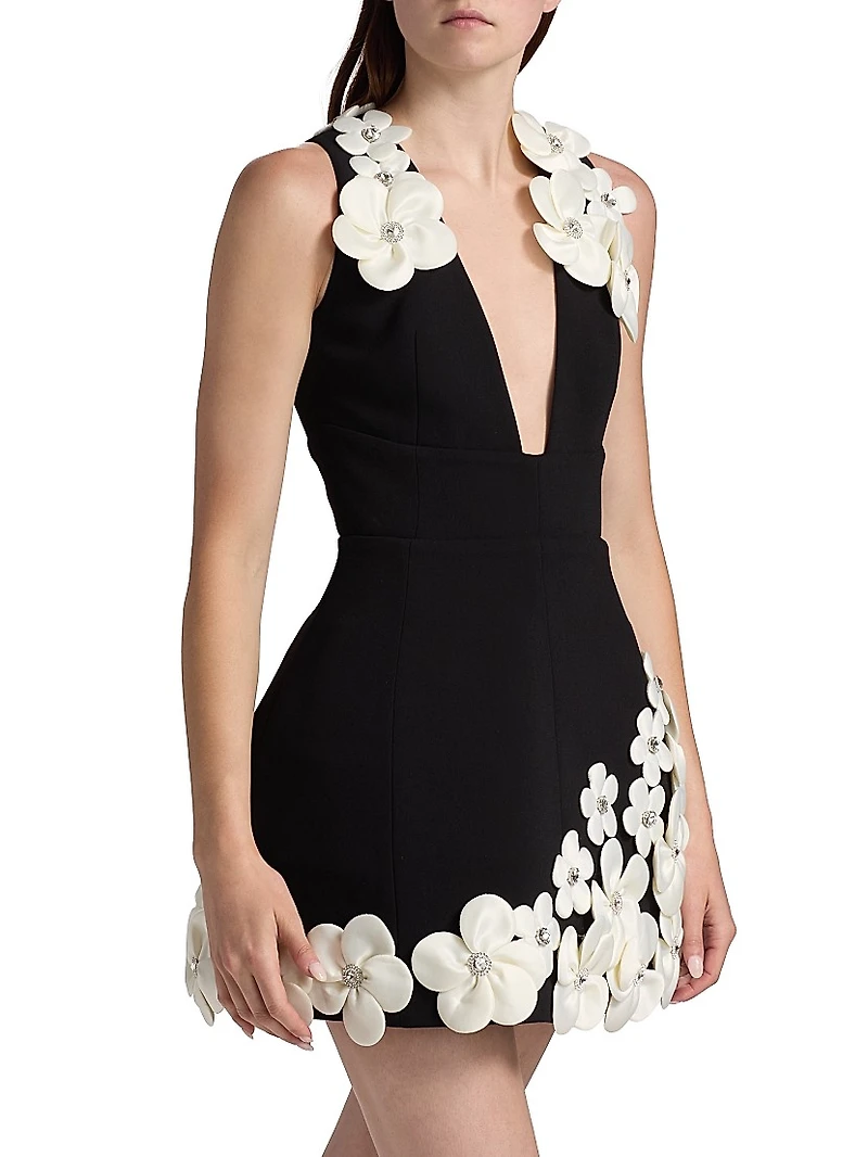 Estelle Floral Appliqué Fit & Flare Minidress