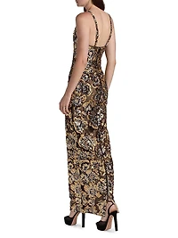 Allegra Sequined Sleeveless V-Neck Gown