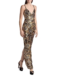 Allegra Sequined Sleeveless V-Neck Gown