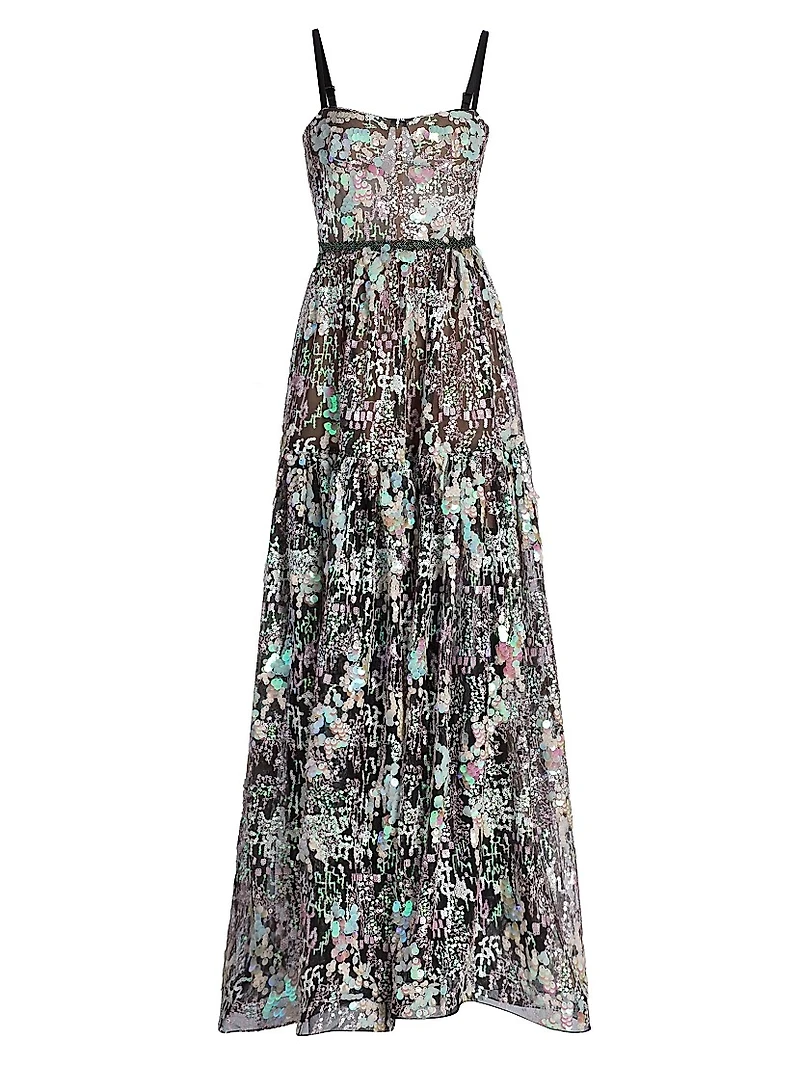 Midnight Embroidered A-Line Gown