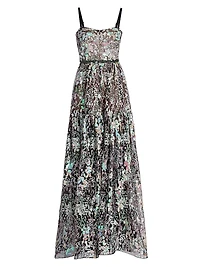 Midnight Embroidered A-Line Gown