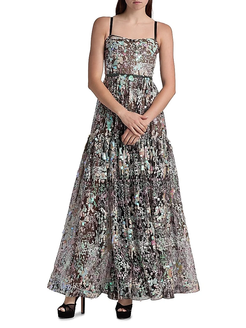 Midnight Embroidered A-Line Gown